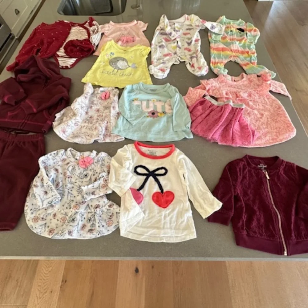 Baby Girl Large Clothing 3-6M Bundle of 36 Items Pants Shirts -some never worn